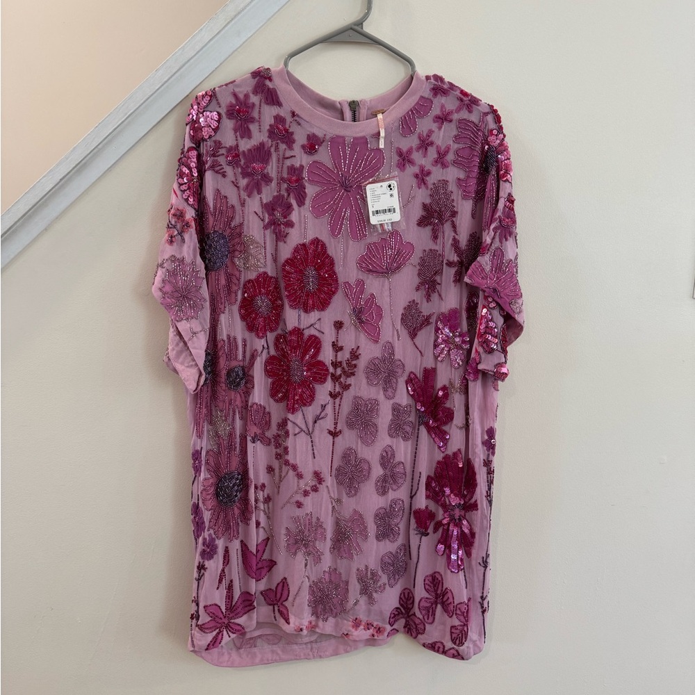 NWT Free People Jewel Mini Dress - Pink/Lilac size small - Picture 2 of 5